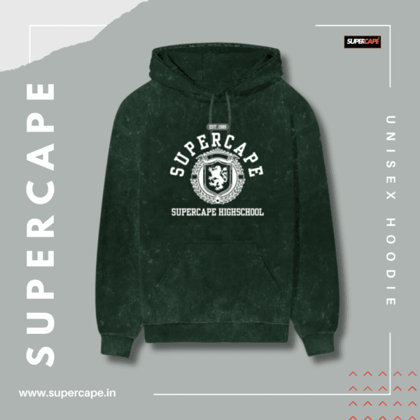 SuperCape HighSchool Unisex Hoodie - Acid Wash - Image 2