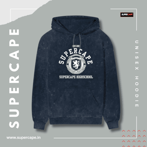 SuperCape HighSchool Unisex Hoodie - Acid Wash - Image 3