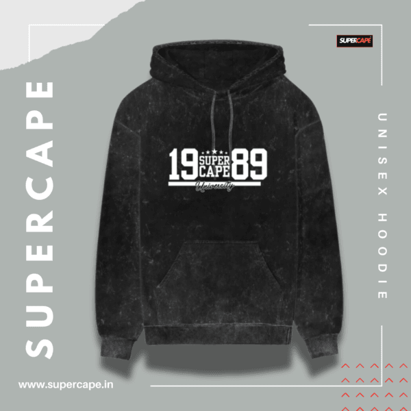 SuperCape University - Unisex Acid Wash Hoodie - Image 4