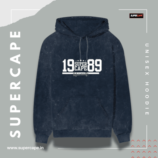 SuperCape University - Unisex Acid Wash Hoodie - Image 3