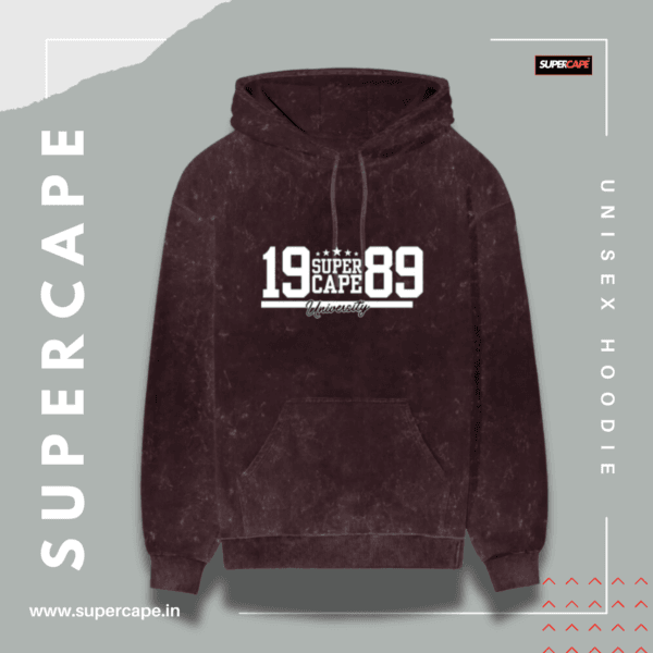 SuperCape University - Unisex Acid Wash Hoodie - Image 2